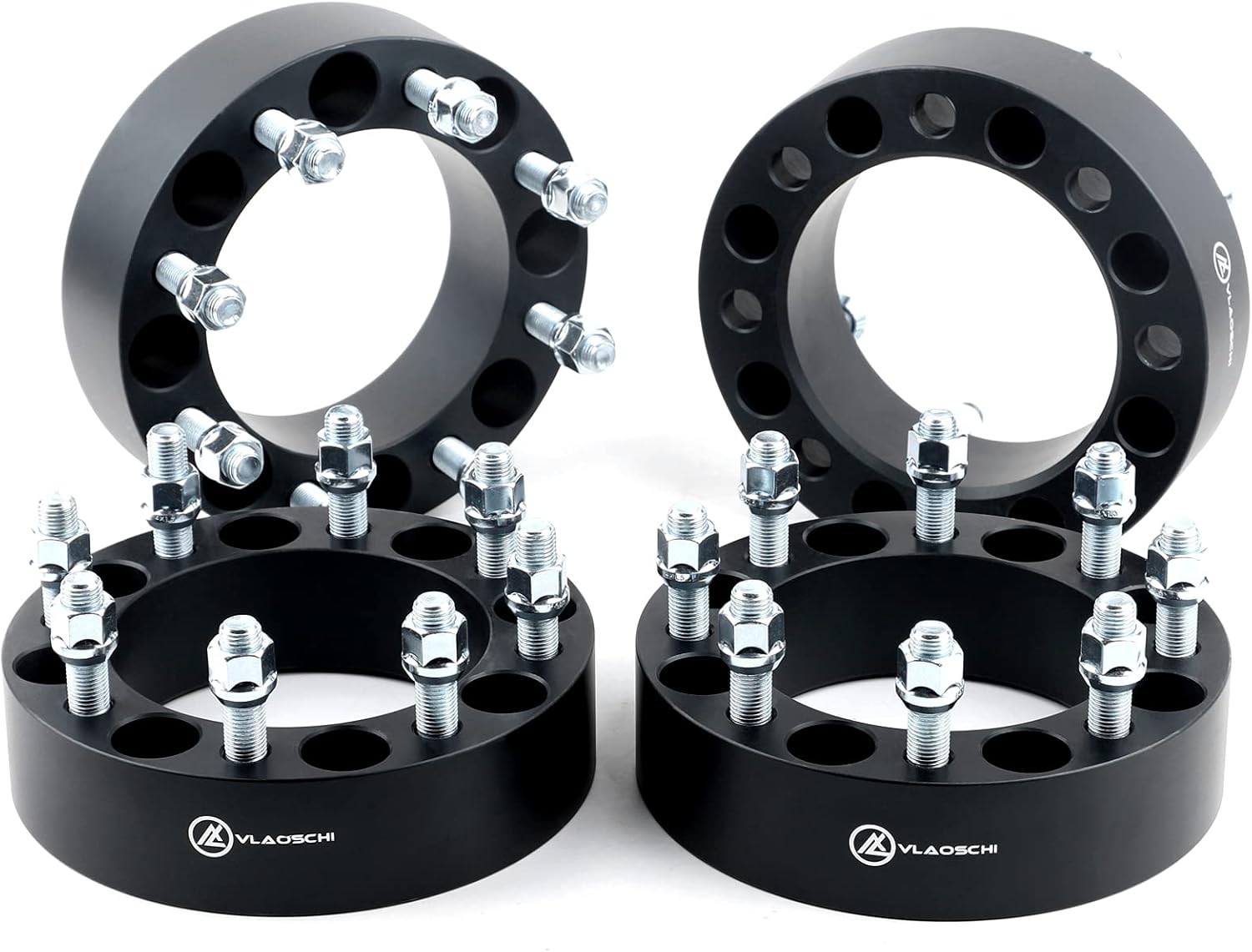 Black Forged 8x170 to 8x180 Wheel Adapters 2 Inch with 14x2 Studs Pack of 4 V65294