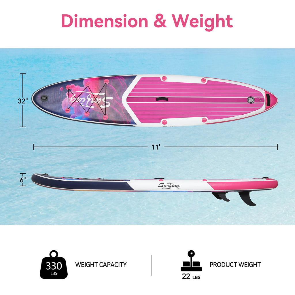 Pink Inflatable Stand Up Paddle Board and Sit-on Kayak Set with Backpack B98932