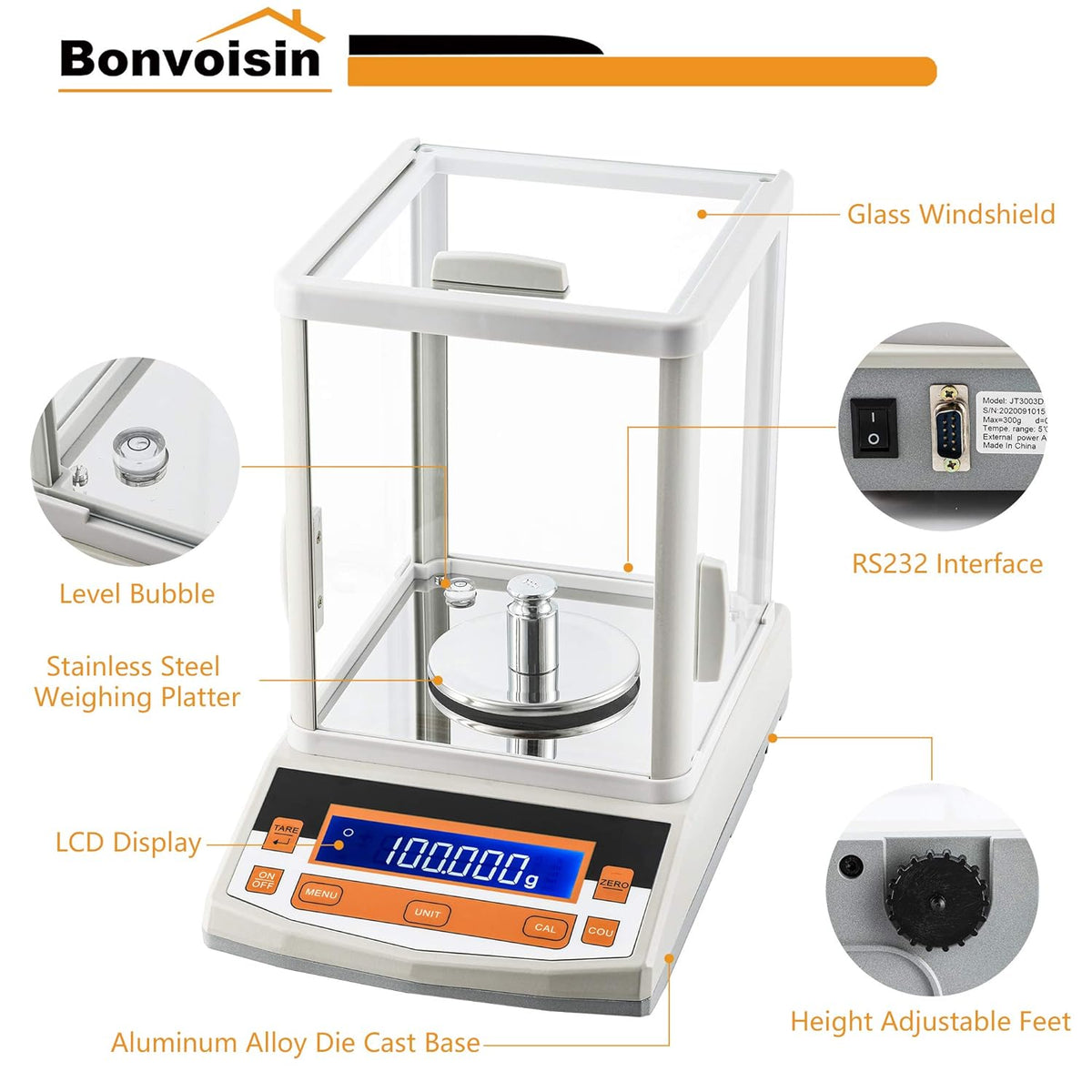 Analytical Balance 200g x 1mg Precision Lab Scale K52316