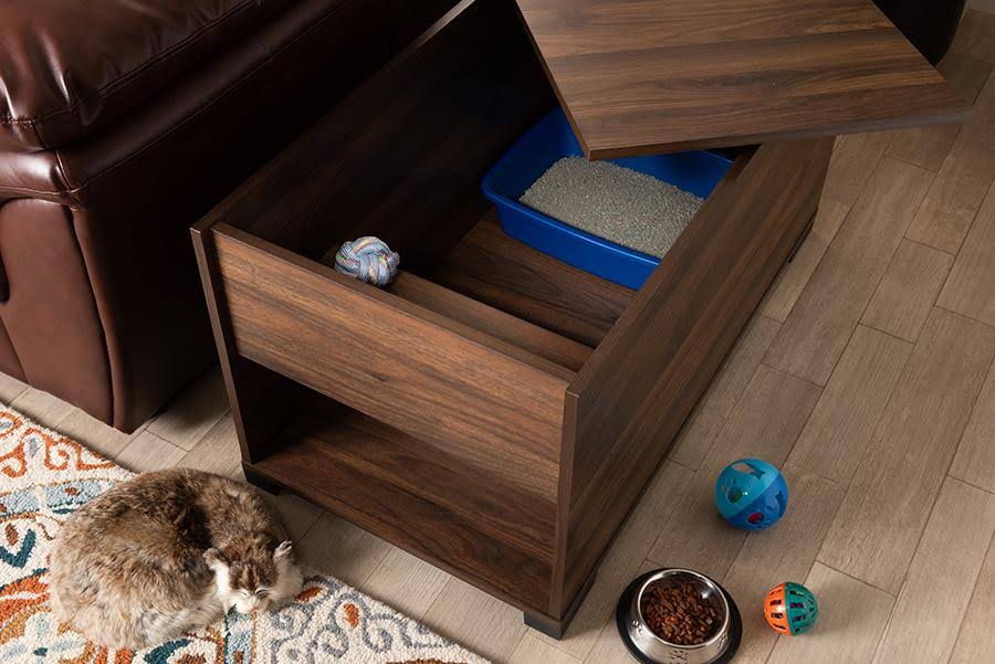 Walnut Brown Finished Cat Litter Box Cover House L7830