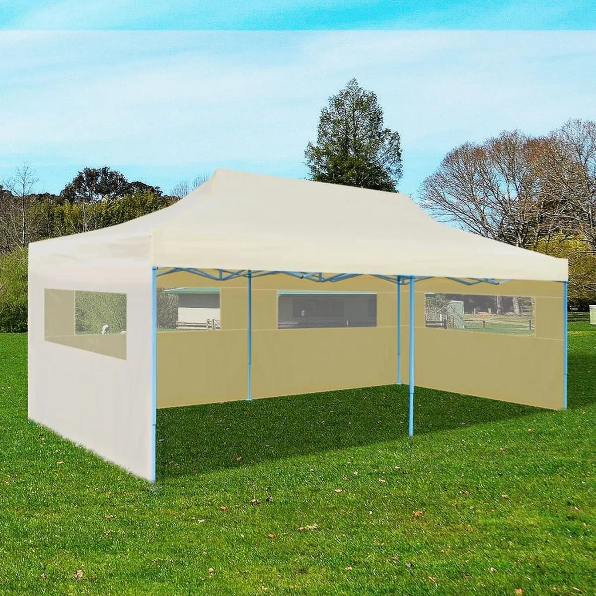 Cream Steel Frame Patio Sun Shade Shelter Party Tent Canopy I1318