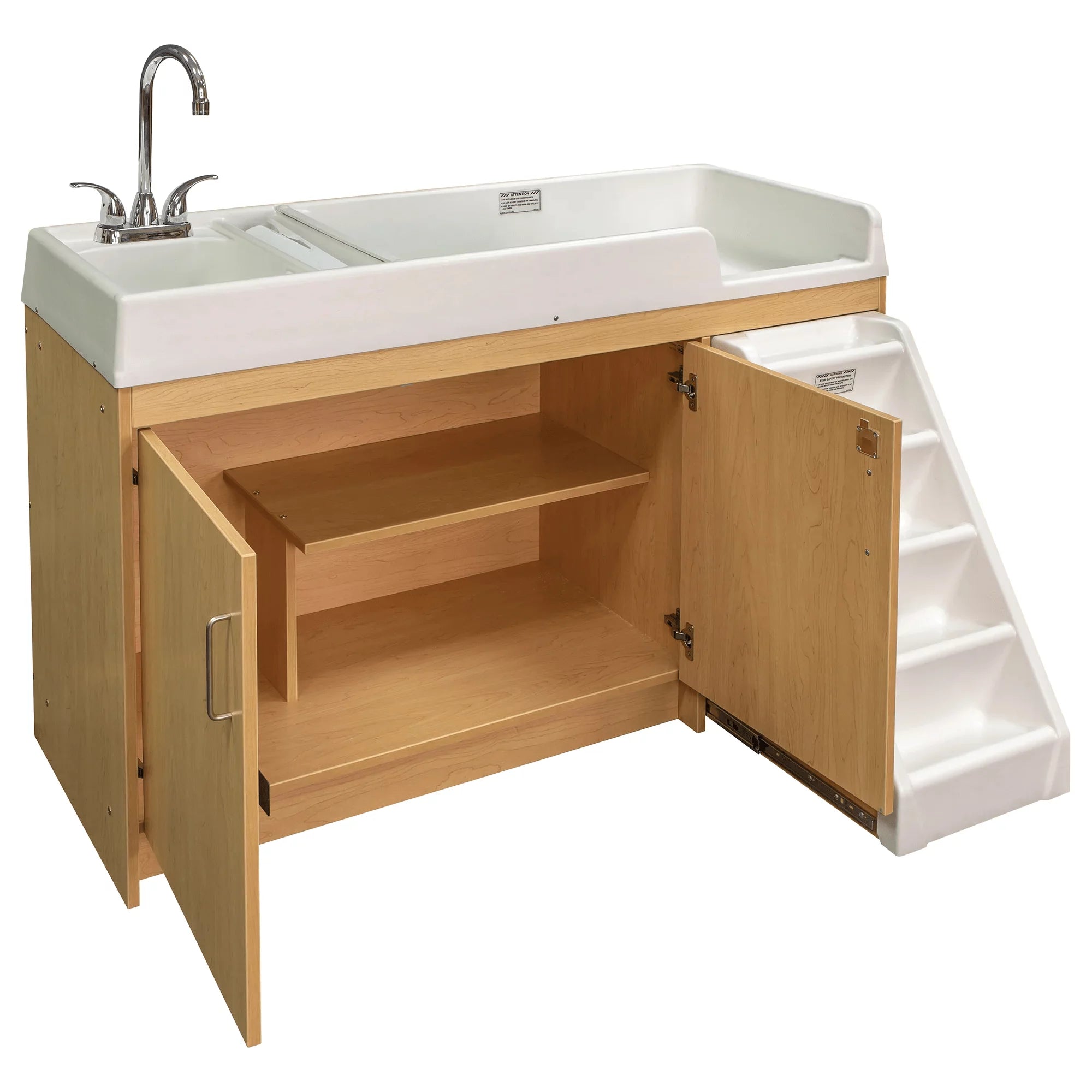 Maple Laminated Wood Baby Changing Table with Built-In Sink G226
