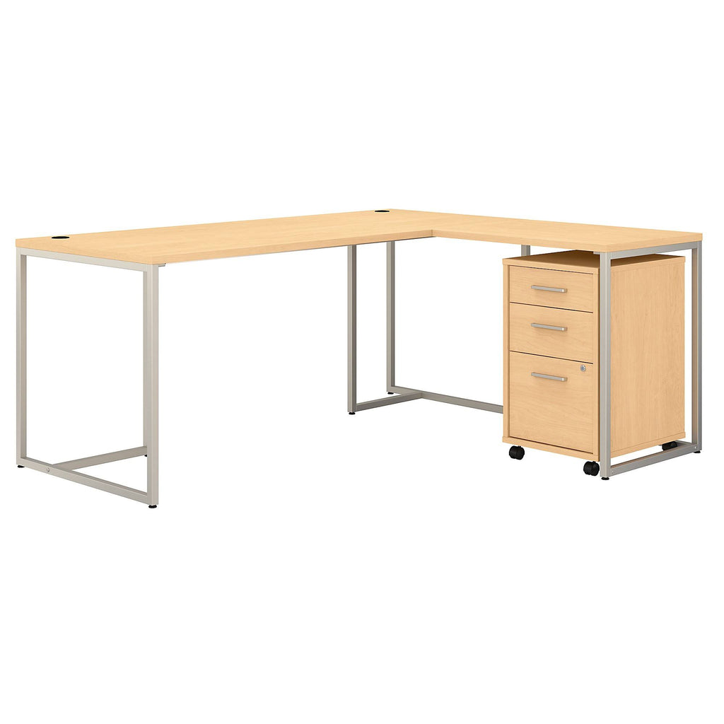Natural Maple L Shaped Desk with Mobile File Cabinet B311677
