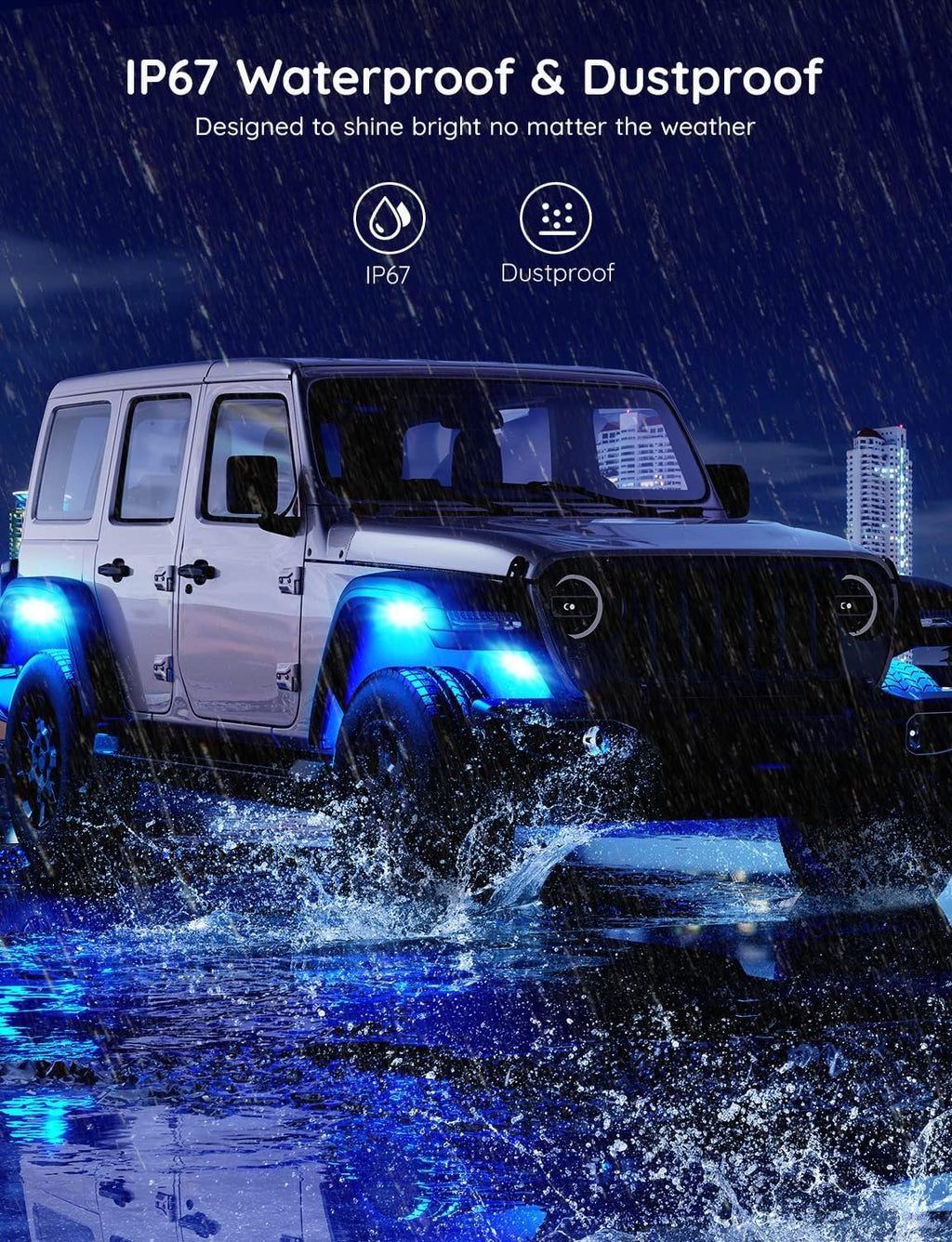 RGBIC Car Underglow Lights, 8 Pods, IP67 Waterproof, DC 12V O70531
