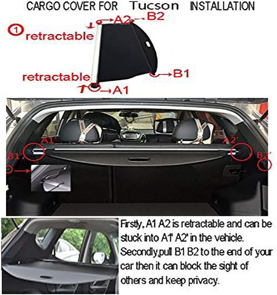 Retractable Cargo Cover Black Pack of 2 B954413