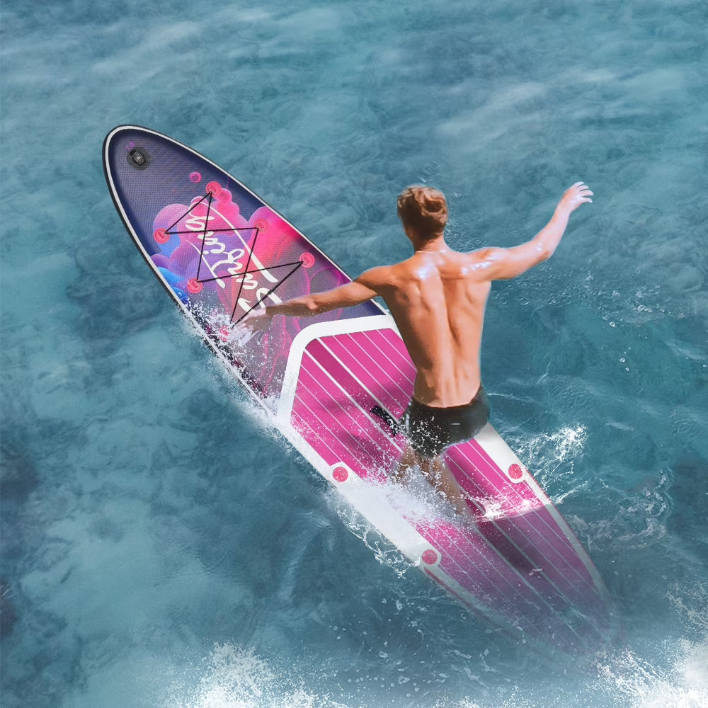 Pink Inflatable Stand Up Paddle Board and Sit-on Kayak Set with Backpack B98932