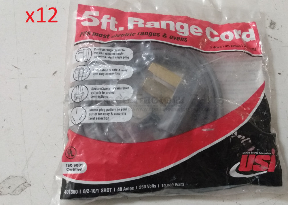 12 pack Range Cord 5 ft 3 Wire 40 Amp B978218