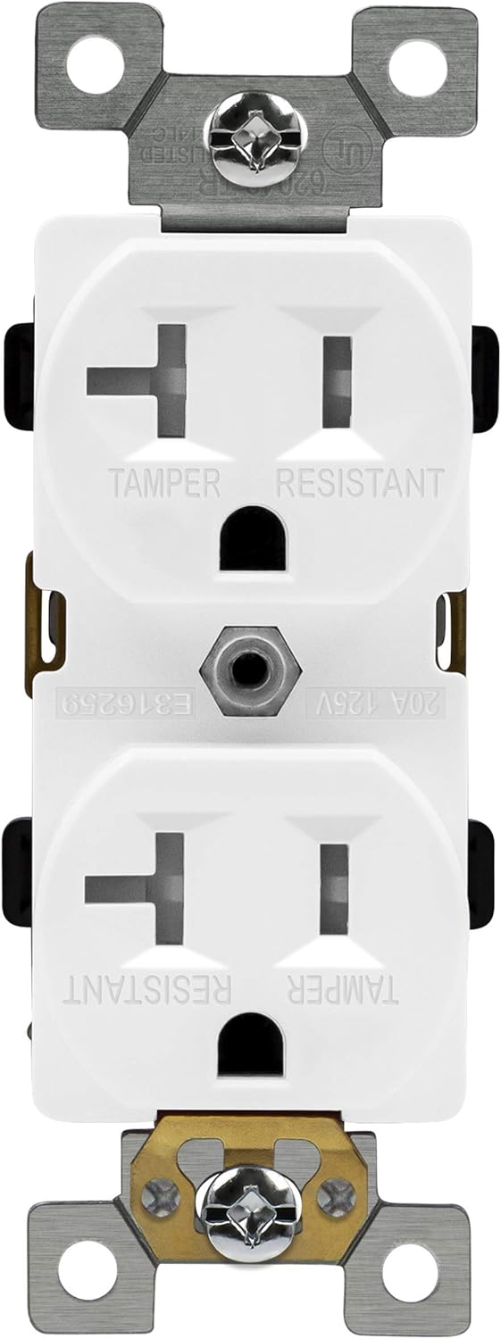 20 Amp 250V Duplex Receptacle, White, Pack of 2 M1153