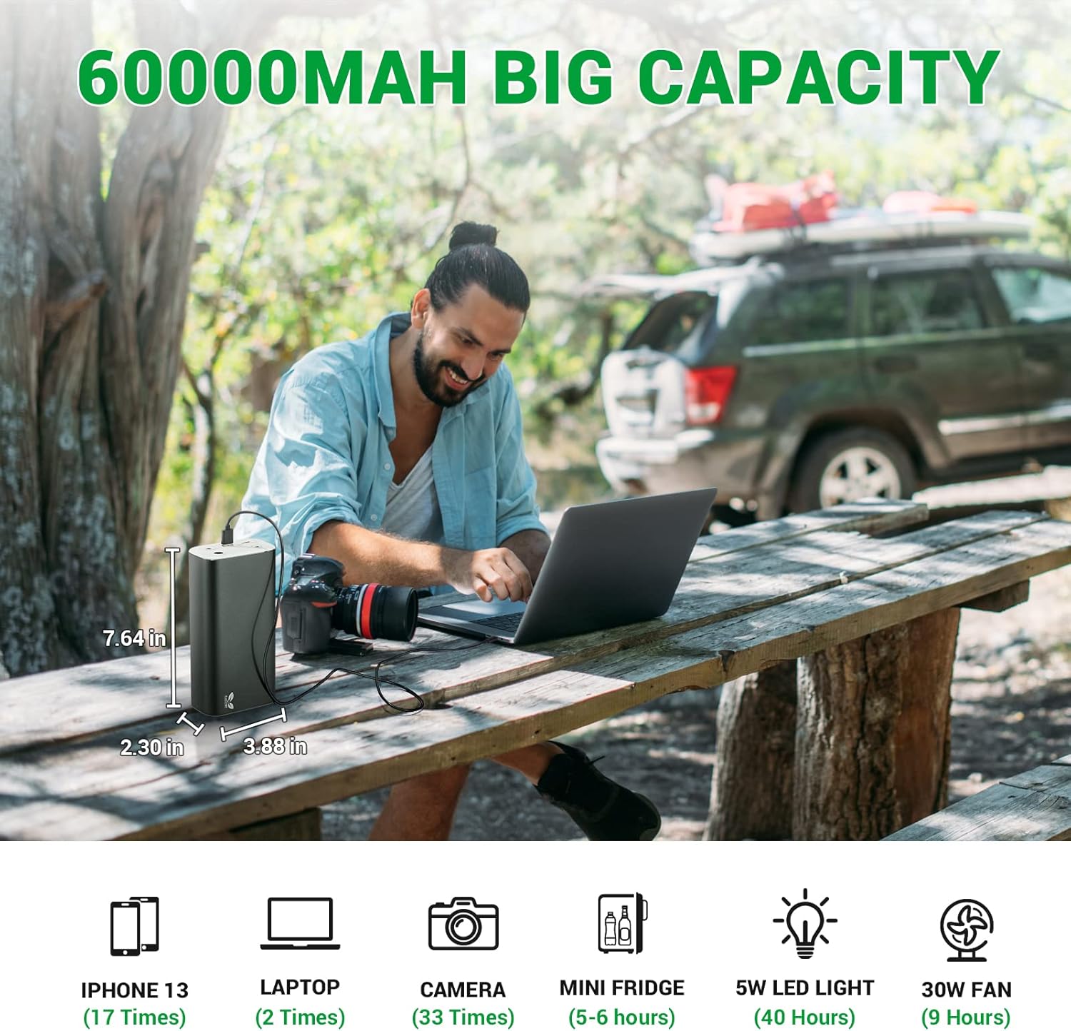 Portable Power Station, 216Wh Backup Battery, USB & DC Output A13696