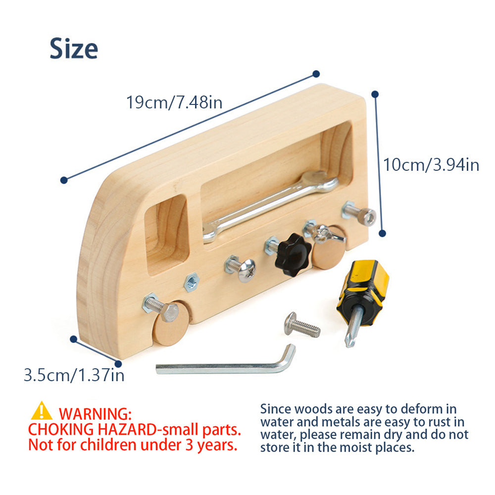 Montessori Screw Driver Board Wooden Busy Bus Sensory Toy Z8633