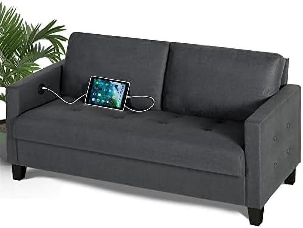 72" W Fabric 3 Seater Couch with 2 USB H9477