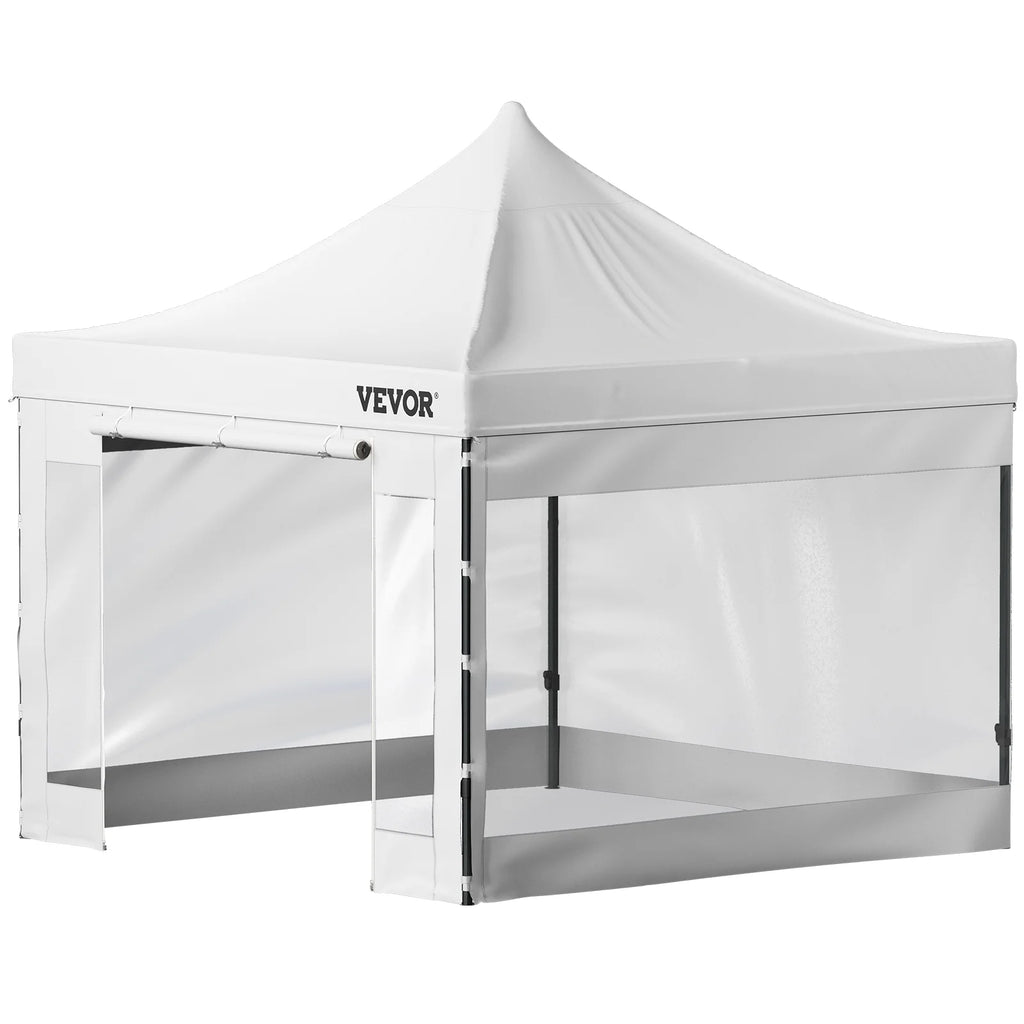 White 10 x 10 ft Pop Up Canopy Tent with Removable Sidewalls and Wheeled Bag C165149