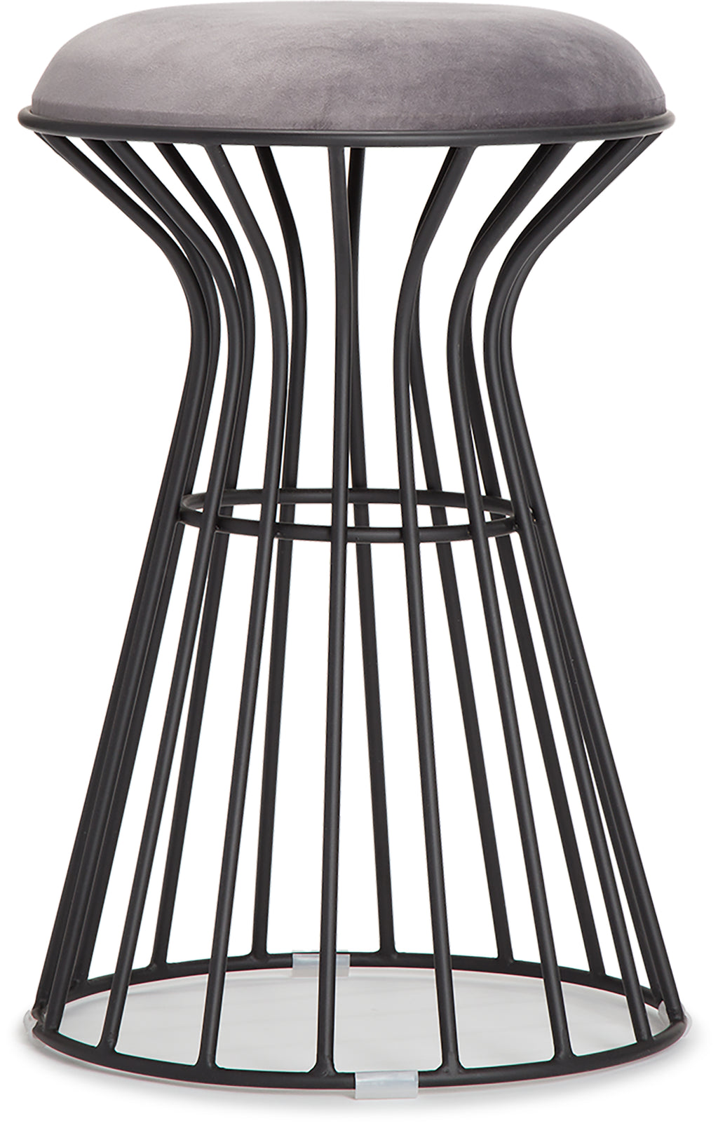 Black and Gray Velvet Vanity Stool N227