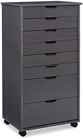 Gray Eight Drawer Wood Rolling Storage Cart T156
