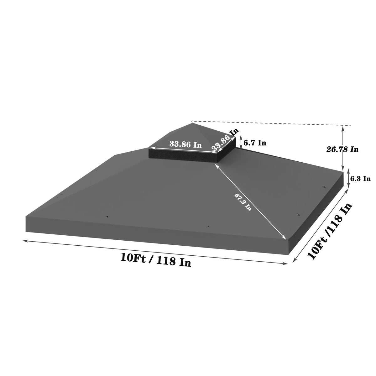 10x10 Ft Double Tiered Gazebo Replacement Canopy Top Cover Only F827874