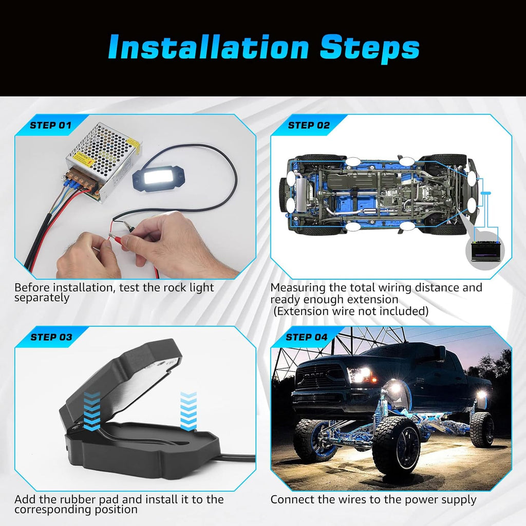 Black 8-Pods Waterproof LED Rock Lights O13328
