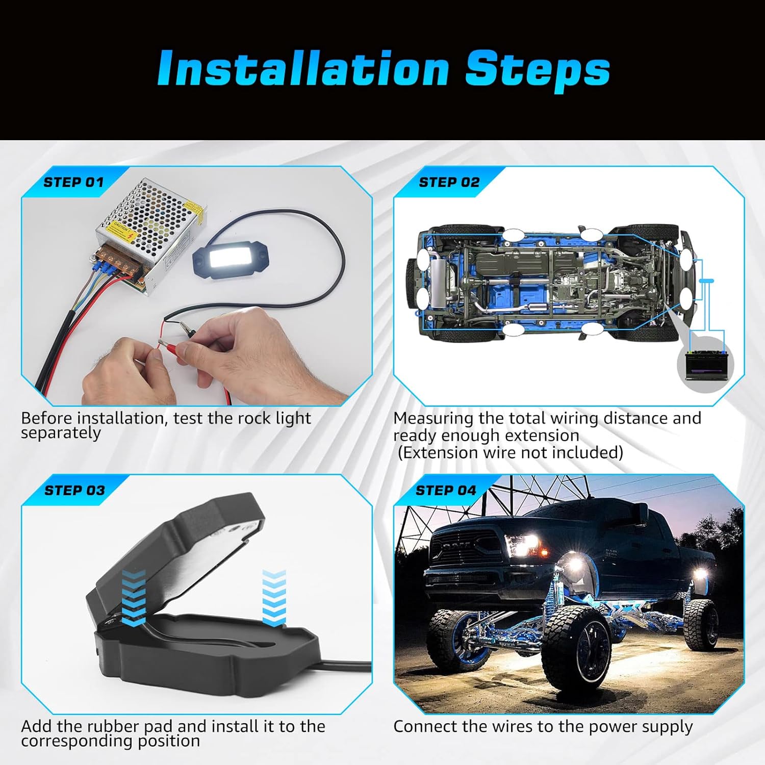 Black 8-Pods Waterproof LED Rock Lights O13328
