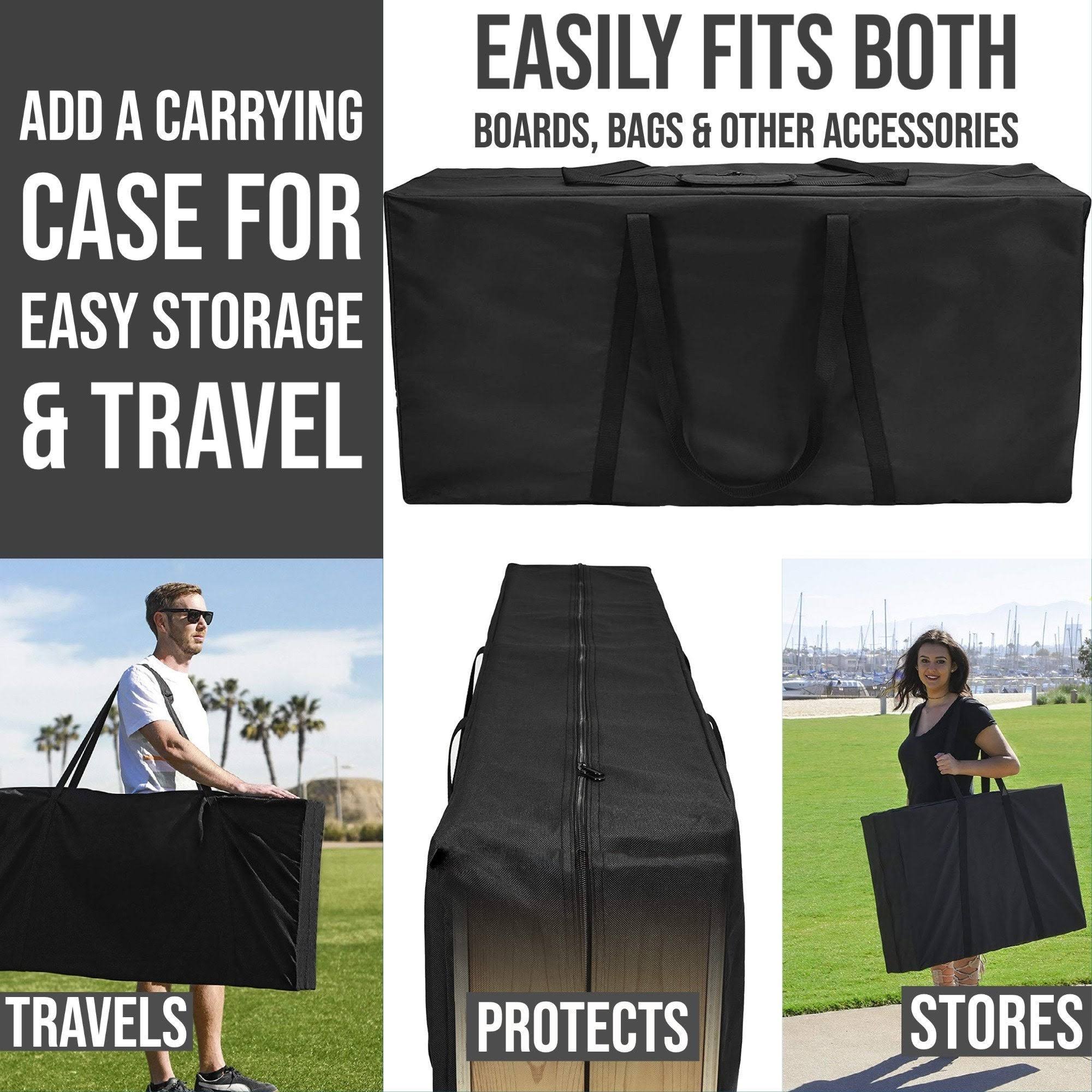 Black and Gold Cornhole Board Set with Carrying Case C7733