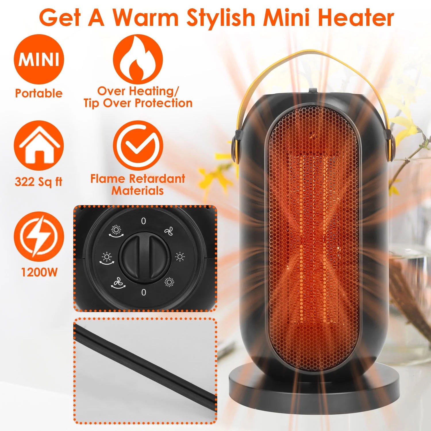 1200W PTC Ceramic Oscillating Space Heater I356