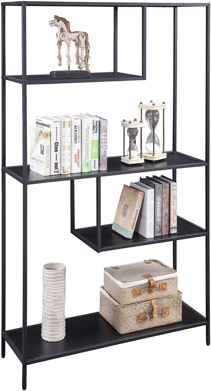 Brown 3-Tier Metal Open Bookshelf Y602606