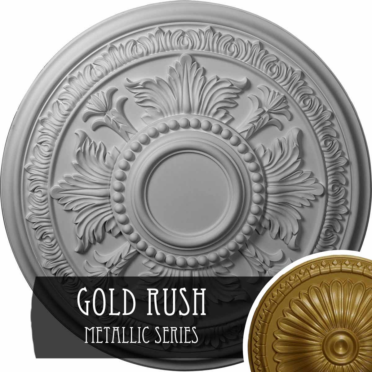 30 5/8x22OD x 2 1/2x22P Hand-Painted Gold Ceiling Medallion Y23197
