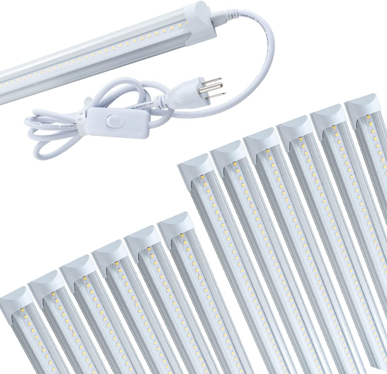 6 Pack 4FT 24W 6500K Cool White LED Shop Light with Plug Cable W698782
