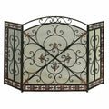 Bronze 3-Panel Metal Fire Screen E567844