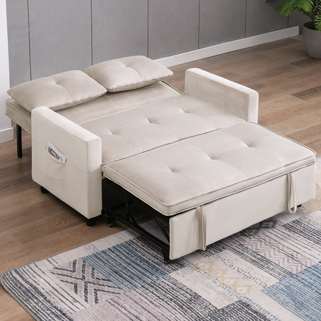 Beige Convertible Sofa Bed Loveseat Z231813