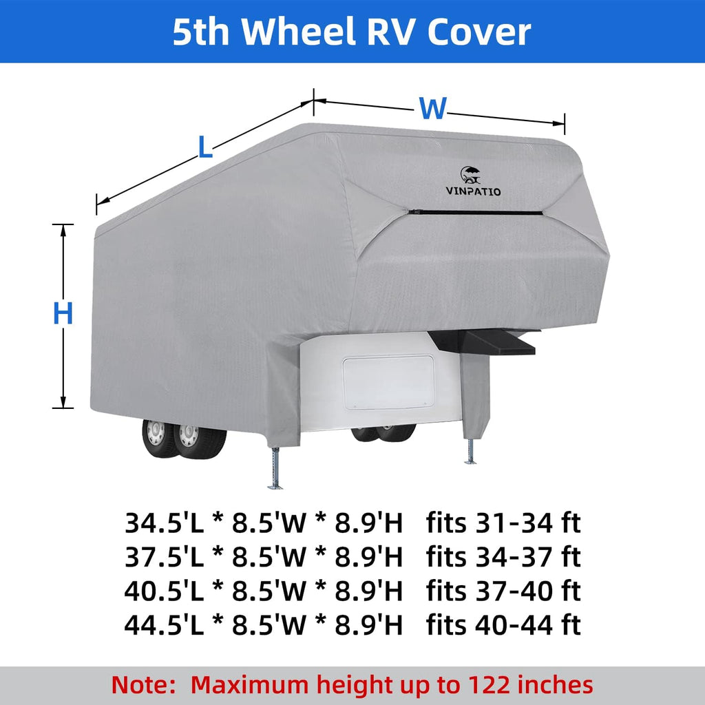 5th Wheel Cover 3 Layers Polypro Waterproof Gray Q8750