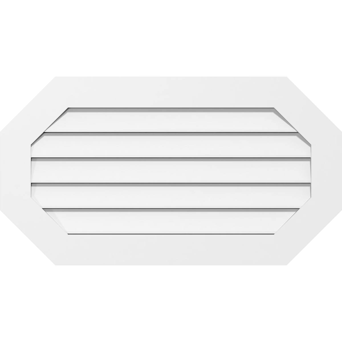 32x22W x 22x22H Horizontal Elongated Octagon Surface Mount PVC Gable Vent Q443446