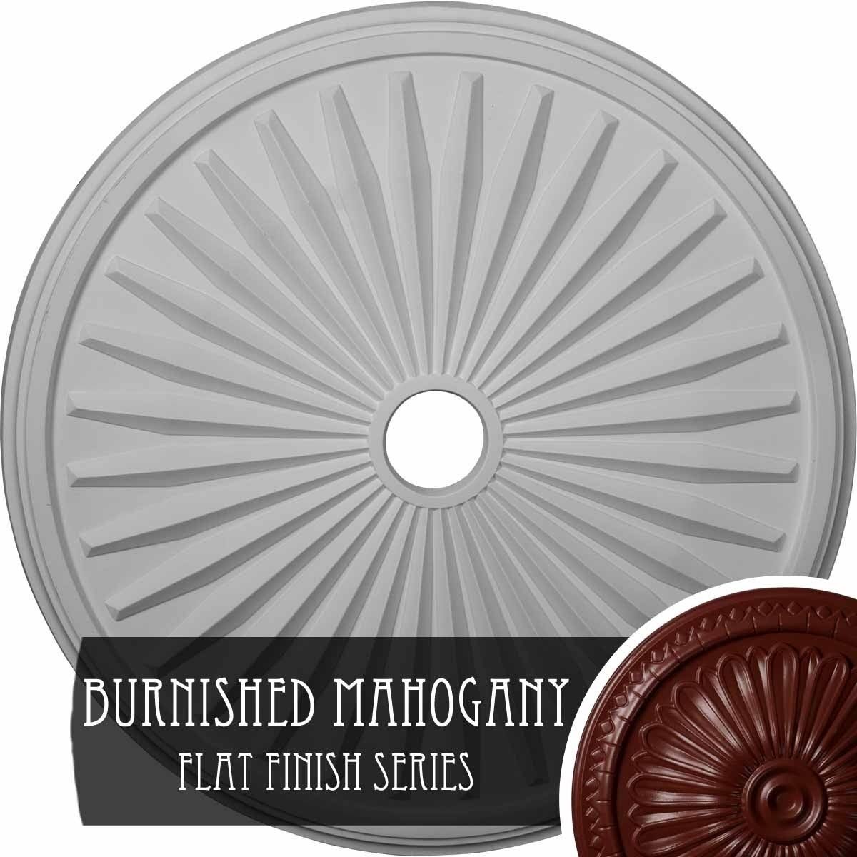 33 1/8x22OD x 3 1/2x22ID x 1 3/8x22P Hand-Painted Brushed Mahogany Ceiling Medallion X330150