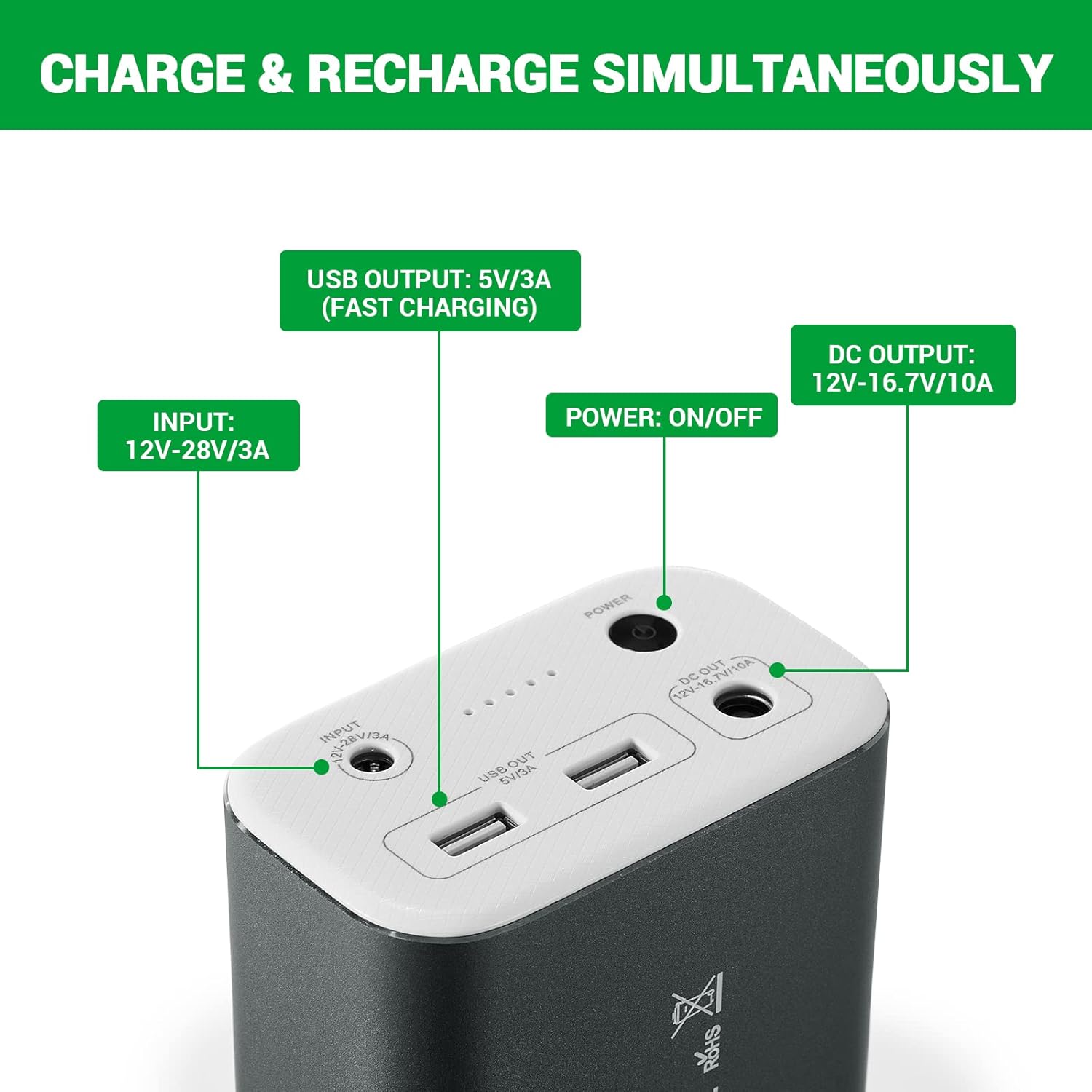 Portable Power Station, 216Wh Backup Battery, USB & DC Output A13696