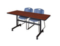Cherry Flip Top Mobile Training Table with 2 Stack Chairs V673949