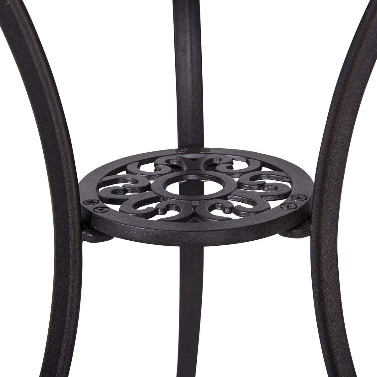 3 Piece Cast Aluminum Patio Bistro Table Set with Umbrella Hole O567