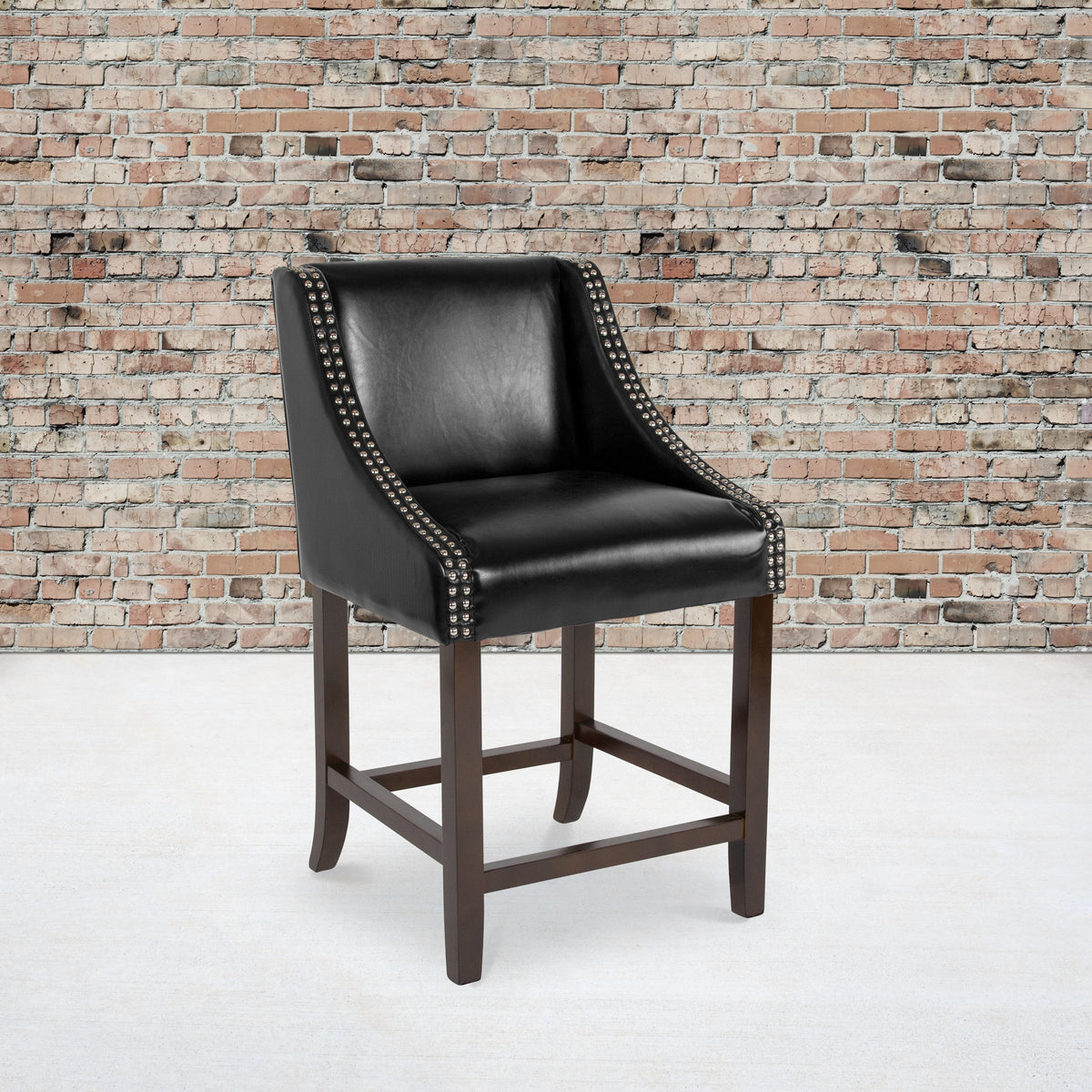 Walnut Counter Height Stool with Faux Leather J7046