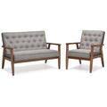 2 Piece Tufted Loveseat and Chair Set in Gray I937