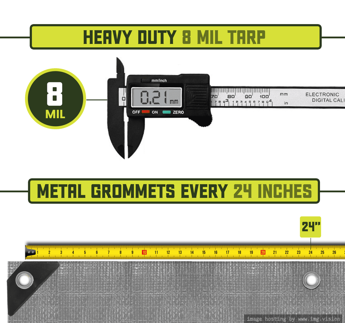 8 Mil Heavy Duty Waterproof Tarp 20′ X 30′Ft W70807