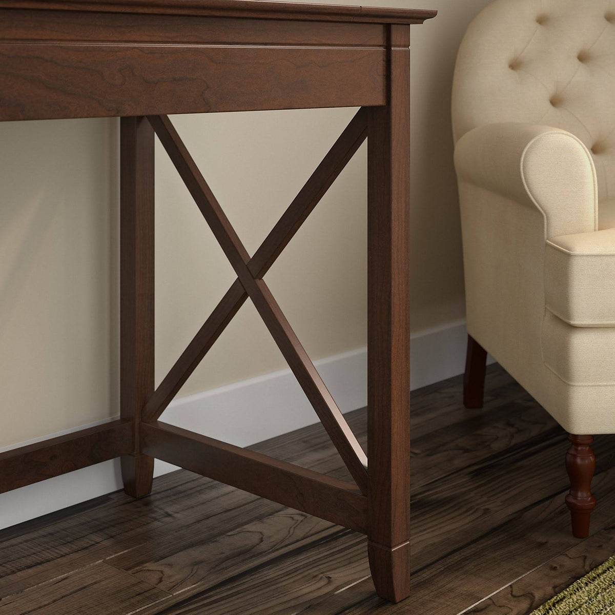 Linen White Oak L-Shaped Desk with 2-Drawer Mobile File Cabinet F56057