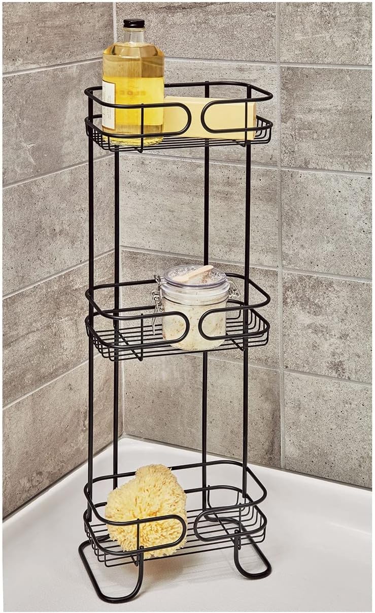 Matte Black Three Shelves Bathroom Shelf Caddy W974