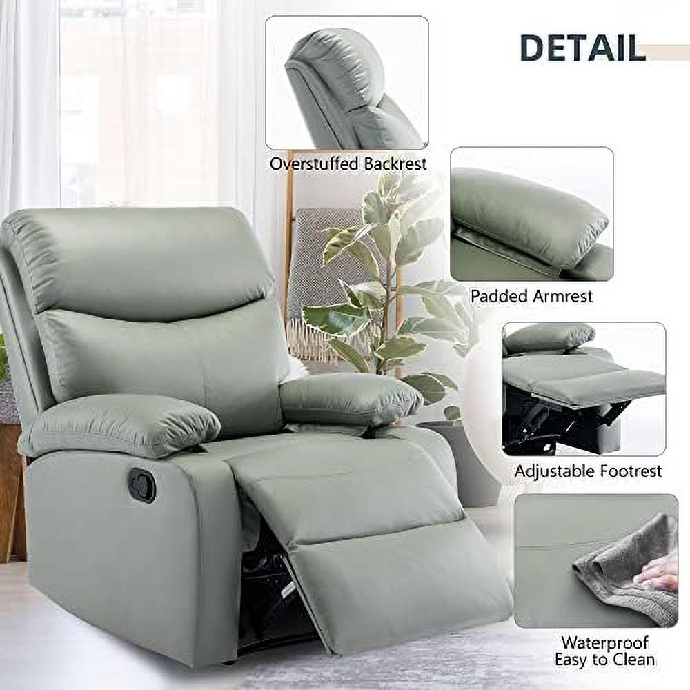 Cerulean Blue Manual Recliner Chair with Micro Leather V9368
