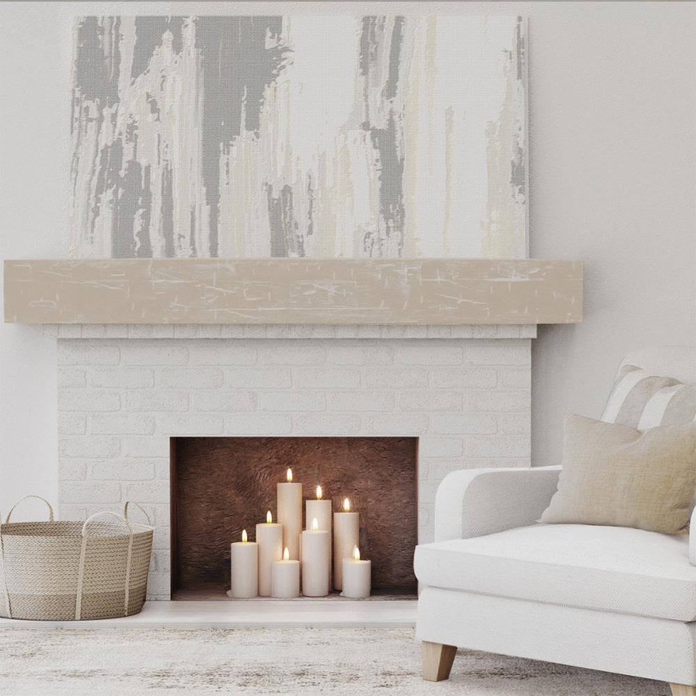 White Washed Faux Wood Fireplace Mantel N53831