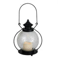 Clear Molded Glass Lantern with Flameless LED Pillar Candle Q532