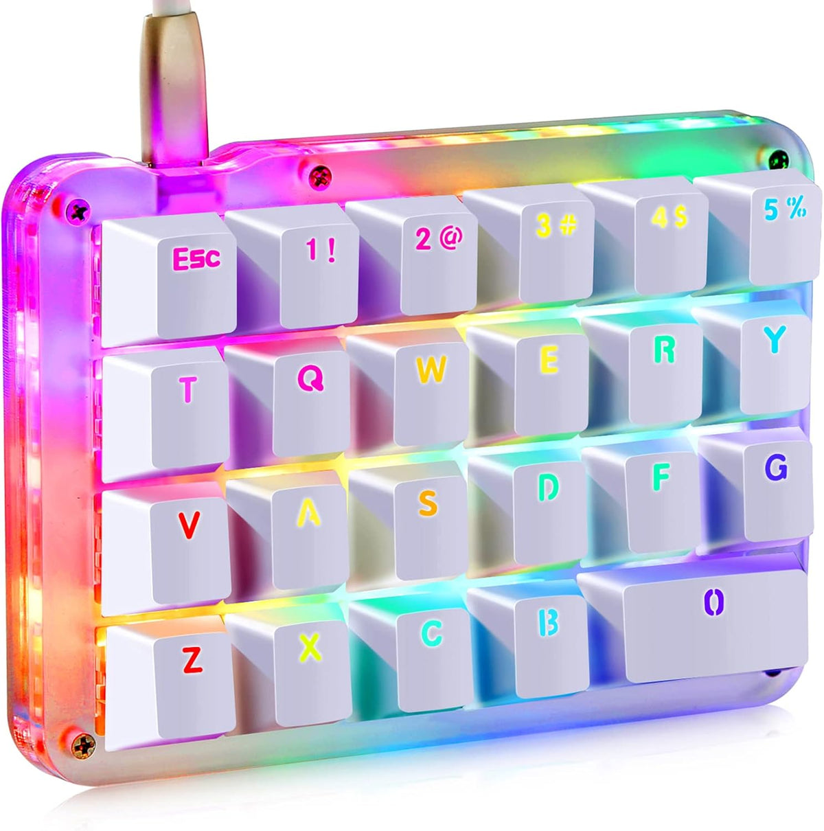 One Handed Macro Mechanical Keyboard with RGB LED Backlit T417