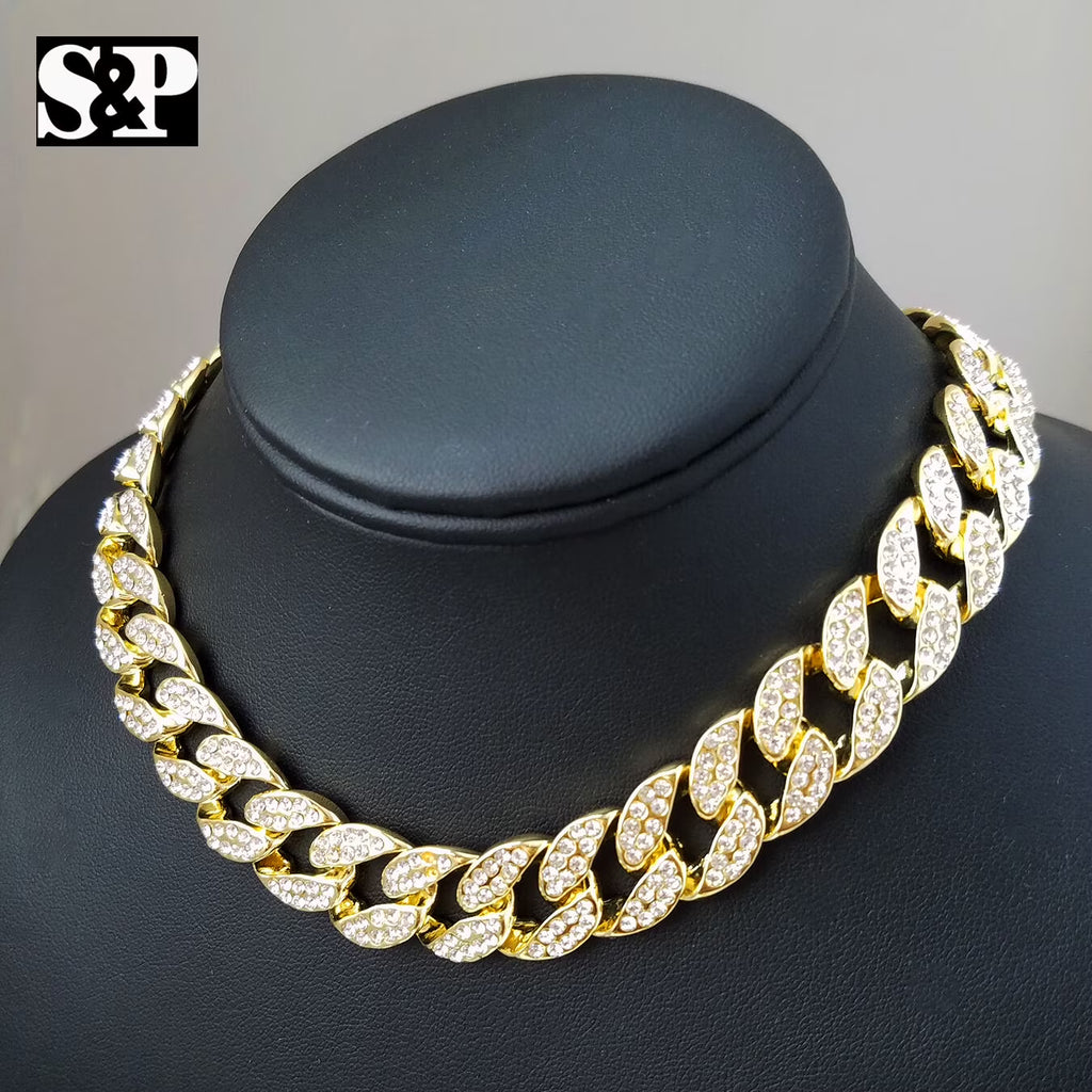 18" Full Iced Cuban Choker Chain Necklace X516422