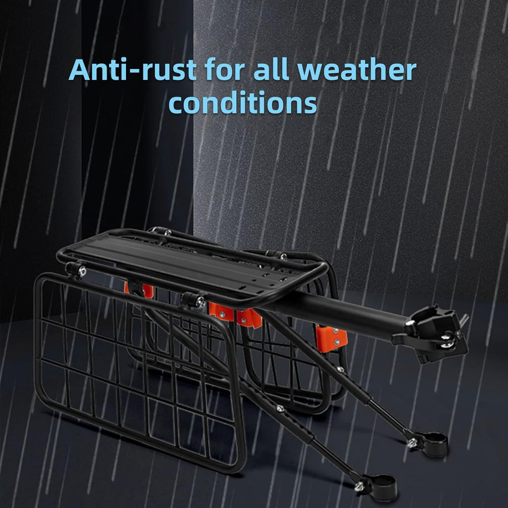 Bike Rear Rack with Basket, 165 LB Load, Aluminum Alloy, Quick Release, Pack of 2 E5206