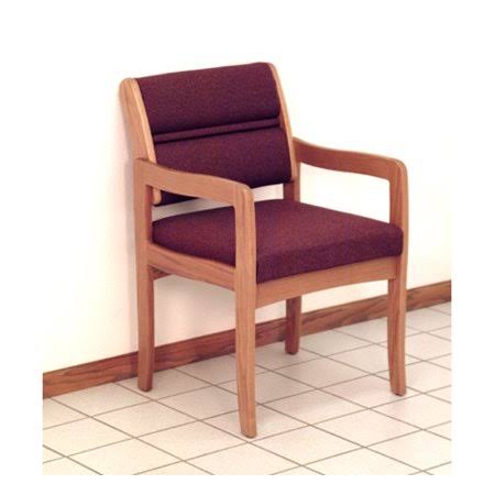 Medium Oak Vinyl Cream Guest Chair with Arms E598614