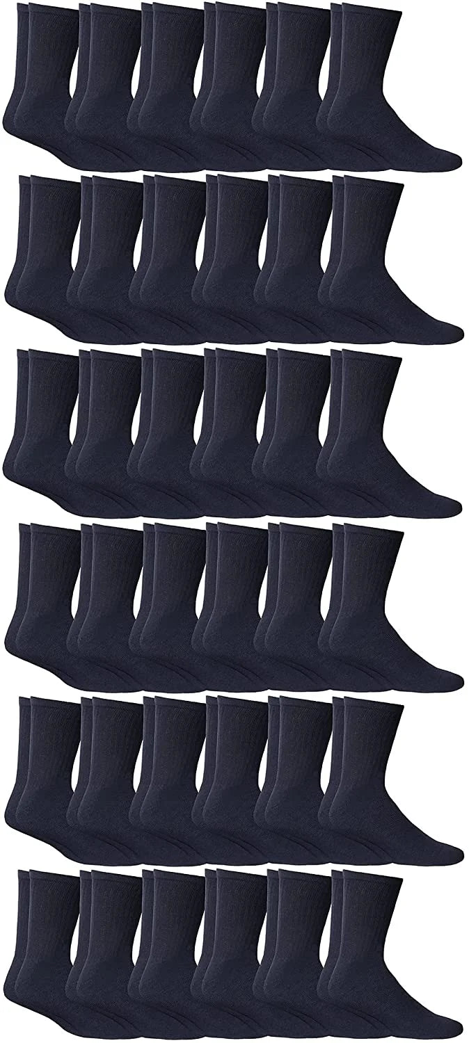 36 Pairs Navy Cotton Athletic Socks Shoe Size 10-13 I492793