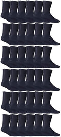36 Pairs Navy Cotton Athletic Socks Shoe Size 10-13 I492793