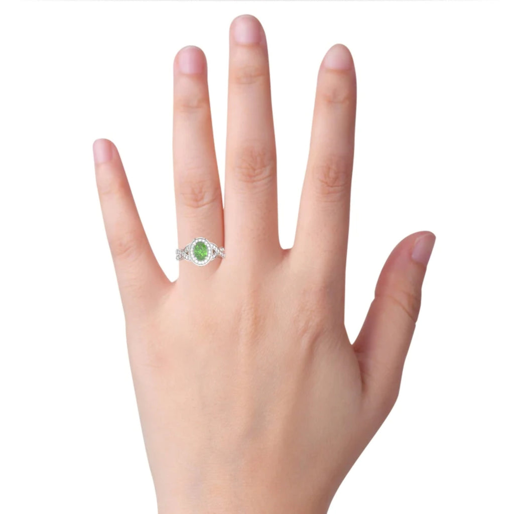14k White Gold Peridot Diamond Engagement Ring Z3256