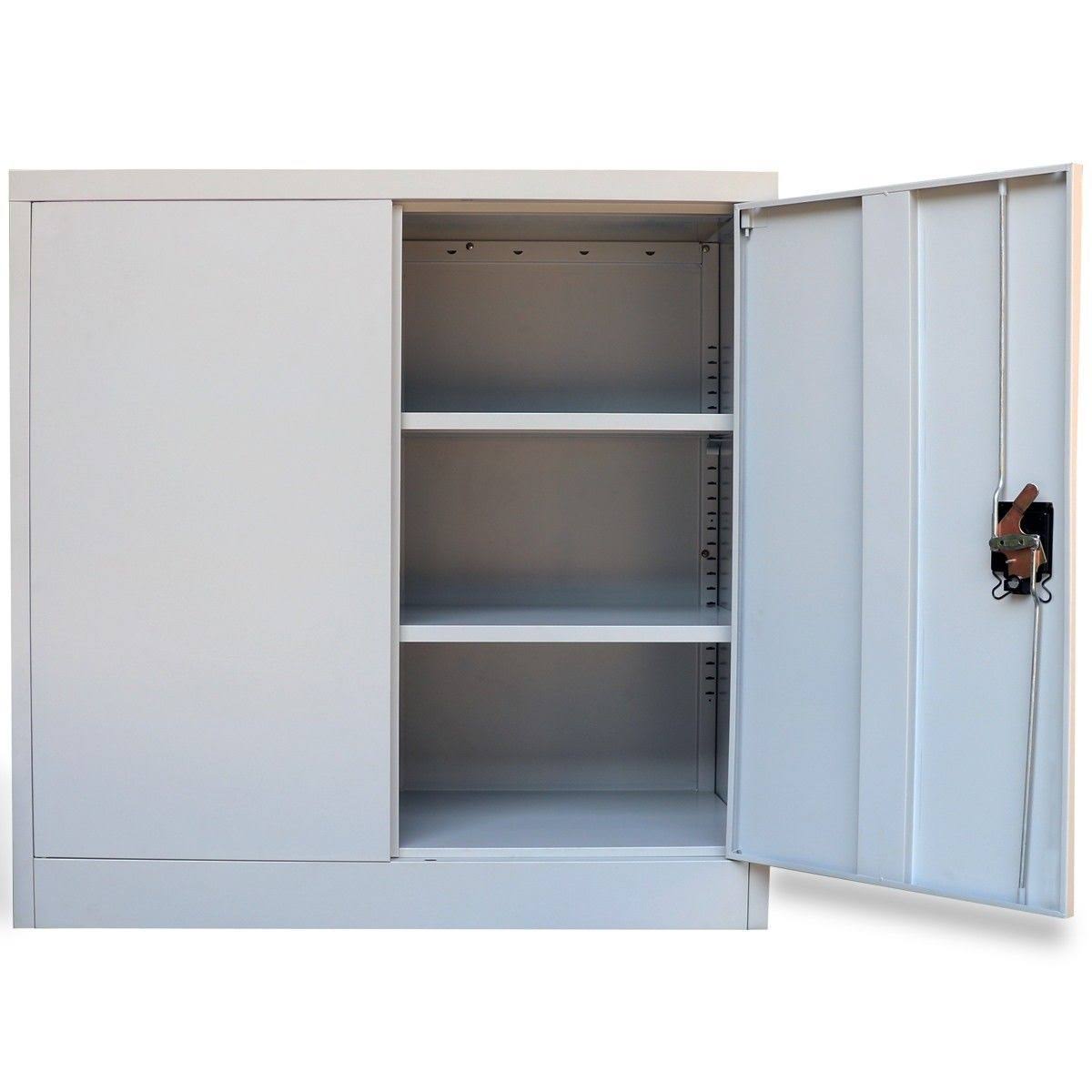 Gray Steel Office Cabinet with 2 Doors K926
